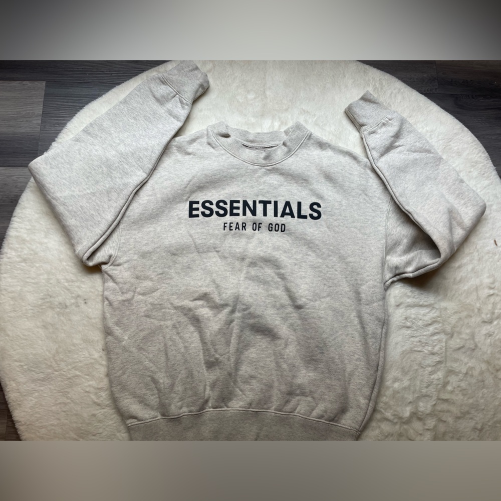 Fear of God Essentials Light Gray Pullover sweatshirt for kids